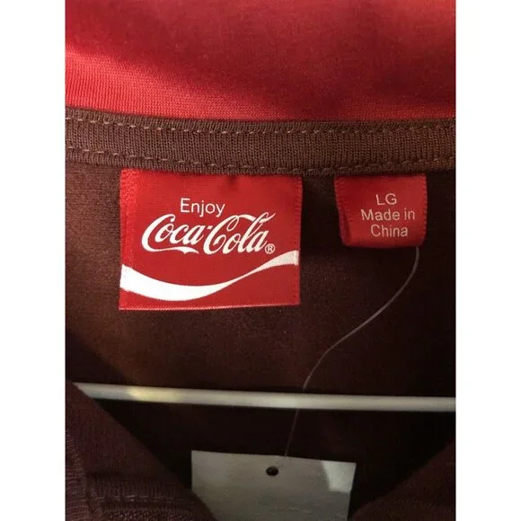 Women's Coca-Cola Graphic Burgundy Red Zip Up Crop Jacket Size Large - Picture 4 of 5
